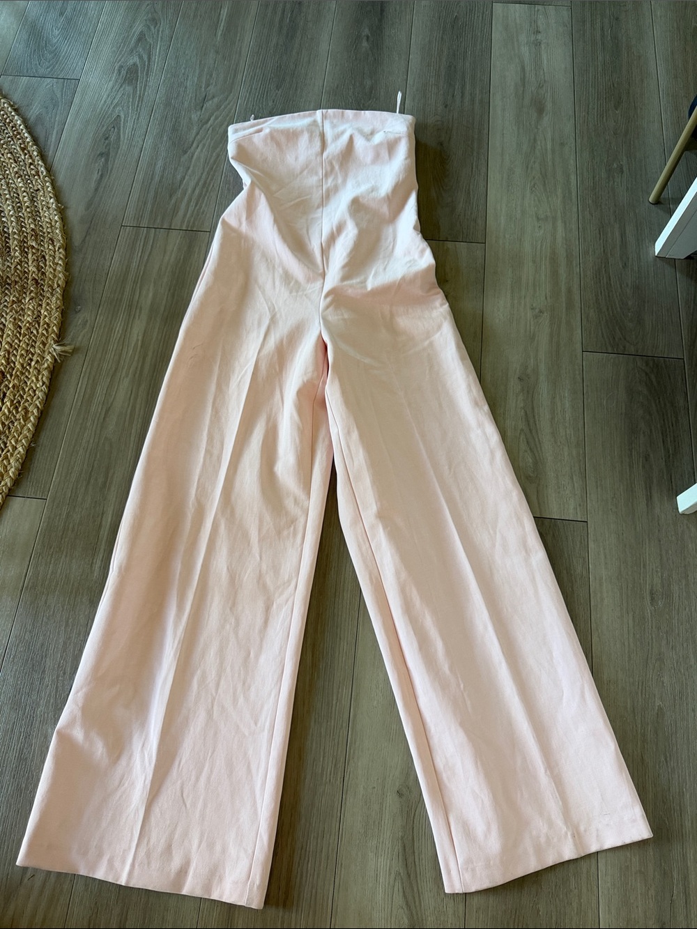 Zara Strapless Wide-Leg Jumpsuit in Pale Pink